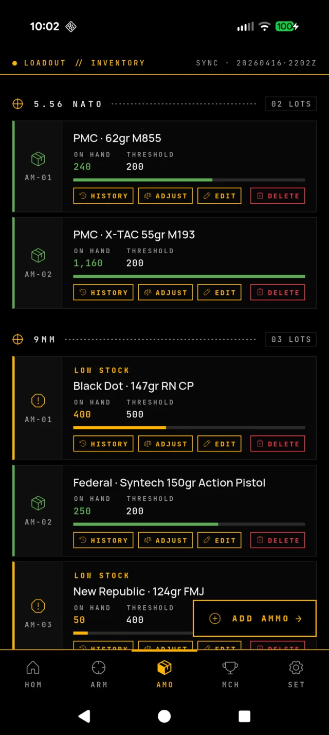 Loadout ammo screen